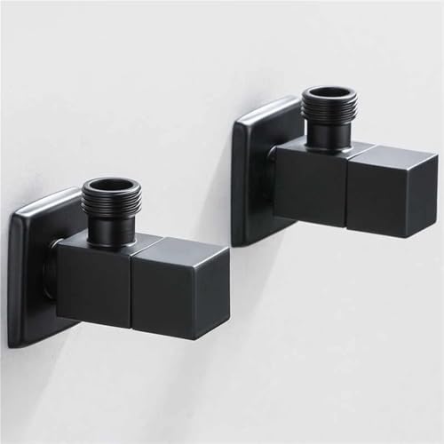 Vanne d'angle noire design en acier inoxydable pour commande d'eau lavabo