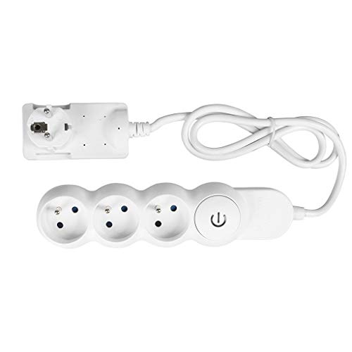 Expert Line 486831 Bloc 3 Prises Design avec Interrupteur à Pied, Blanc Cover