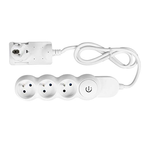 Expert Line 486831 - Regleta de 3 enchufes con Interruptor de pie, Color Blanco