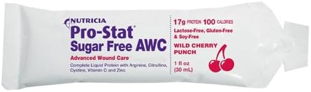 Pro-Stat AWC Sugar-Free Protein Packets, Wild Cherry Punch, 1 oz (96 Count) - Medical Food for Wound Care, Muscle Recovery, Lactose & Gluten-Free Supplement