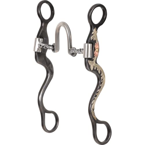 Classic Equine Floral Scroll Tool Box Cavalry Shank Bit With Twisted Wire Port, 8-Inch #TOP27