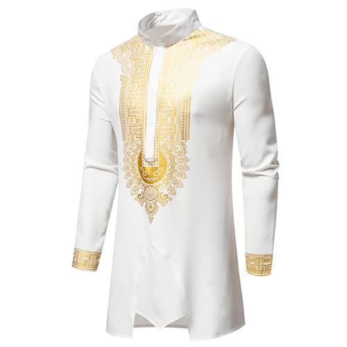 Afrikanischer Dashiki für Herrenanzüge Goldstickerei Hemd und Hose Set Outfits Afrikanisches 2-teiliges Set Metallic Traditioneller Anzug Goldstempel Gedruckt Tribal Kleidung – Bild 5