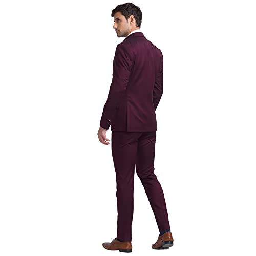 Image of Park Avenue Men's Super Slim Fit Terry Rayon Blend Peak Lapel Jacquard Pattern Full Sleeve Dark Blue Ceremonial Suit
