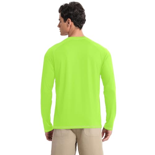 Green Yellow Shirts Summer UPF 50+ Lightweight Elasticity Mens Sun Protection Long Sleeve Water Fishing2