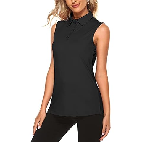 KORALHY UPF Shirt Women, Ladies Sleeveless Moisture Wicking Sun Protection Sport Golf Tunic Tops for Gym Fitness Working Daily School Going Out Black X-Large Cover