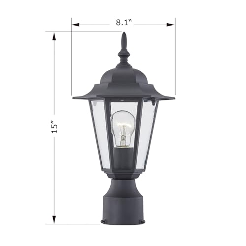 WISBEAM Outdoor Post Light, Pole Lantern, E26 Base 60W Max, Aluminum Housing Plus Glass, Wet Location Rated, ETL Qualified, Bulbs not Included, Black by WISBEAM - Image 6