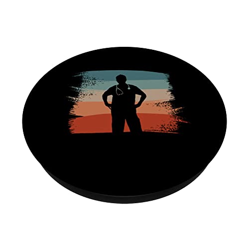Retro Vintage Classic Doctor Medical PopSockets Swappable PopGrip, Black - Image 2