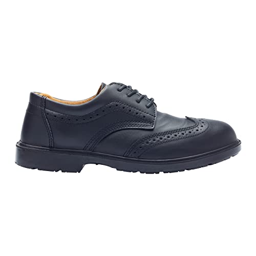 Blackrock Safety Brogue Mens Safety Work Shoes, Steel Toe Cap, Wide Fit, Black Lightweight Leather Safety Footwear, Slip Resistant Security Shoes, Ideal for Managers - Size 9