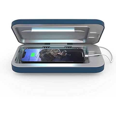 PhoneSoap Go Battery Powered UV Cell Phone Sanitizer & Universal Phone Charger Box | Patented & Clinically Proven 360-Degree UV Box for Smartphones | Disinfects & Charges On The Go (Indigo) Cover