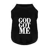 Discover Cozy Cotton Canine Wear: Breathable Soft, and Lightweight Dog Shirt Vest with Eye-Catching Graphics(GOD GOT ME), Keeping Your Furry Friend Warm and Comfy! Black S