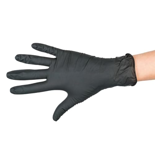 Black Disposable Vinyl Examination Gloves | Medical | Industry | Hair, Beauty | Food | Janitorial | Powder Free | Latex Free | 1 Box of 100 (Black, Large)