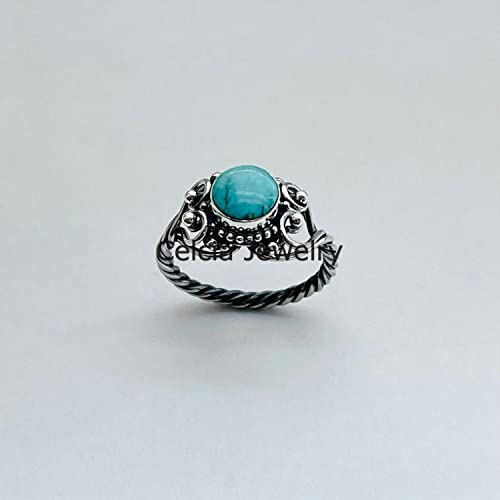 Bague turquoise véritable bague de déclaration argent sterling minimaliste - 3