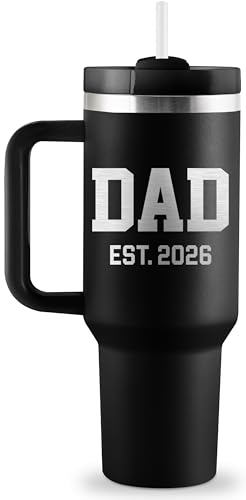 Product Image of the CENDARTE New Dad Gifts First Fathers Day Gift for New Dad 2026 First Time Dads to be Gifts for 1st Time Daddy Expectant Dads Father to be 40oz Travel Cup Insulated Tumbler with Lid & Straw