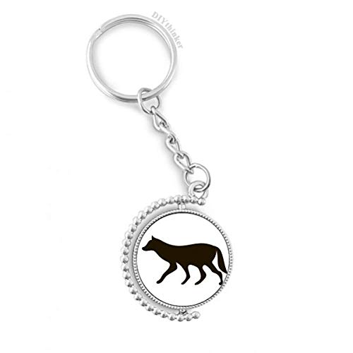 Porte-clés rotatif loup noir animal en métal multicolore de 3 x 9 cm