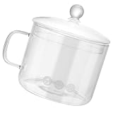 Ipetboom Glas Schmortopf mit Deckel Hitzebeständigem Borosilikatglas 15cm Durchmesser Transparenter Kochtopf für Herd und Mikrowelle Ramentopf mit Seitlichem Griff