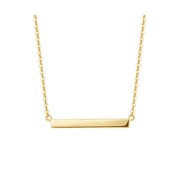 FANCIME 14K Real Solid Gold Bar Necklace High Polished Pendant Horizonal Bar Classic Simple Basic Daily Wear Fine Jewelry for Women 16”+2” Extender