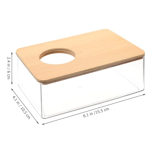 VANZACK Hamster Areia Banheira Transparente Acrílico Hamster Areia Recipiente com Cobertura de Madei