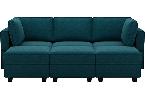 Belffin Modular Sofa Bed Modular Sectional Sleeper Sofa Convertible Sectional Couch Bed Set With Reversible Chaise Peacock Blue #TOP7