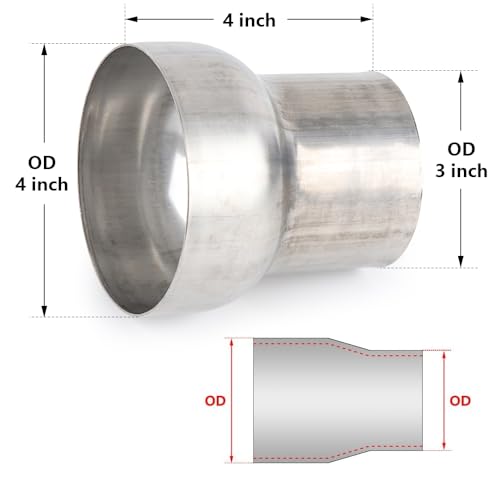 Image of A-KARCK Exhaust Adapter Connector 3 inch OD to 4 inch OD, Exhaust Pipe Reducer 4 inch Overall Length 304 Stainless Steel