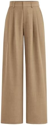 PRETTYGARDEN Women's Summer Elastic High Waisted Work Pants Straight Leg Dressy Business Casual Trousers Slacks Pockets