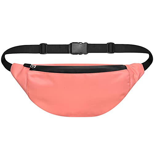 Image of Unisex Waist Pack Travel Handy Hiking Zip Pouch Elegant Style Document Money Phone Belt Sport Bag Bum Bag for Men and Women Nylon Adjustable Strap (Peach Pink)