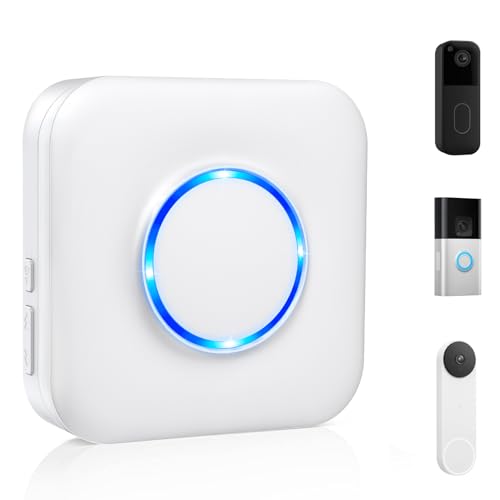 Smart Wireless Doorbell Chime Doorbell Extender - Compatible with Ring & Blink & Google Nest Video Doorbell No Wiring Needed 2.4G WiFi Door Chime for Home/Garage/Apartment Plug-in Receiver