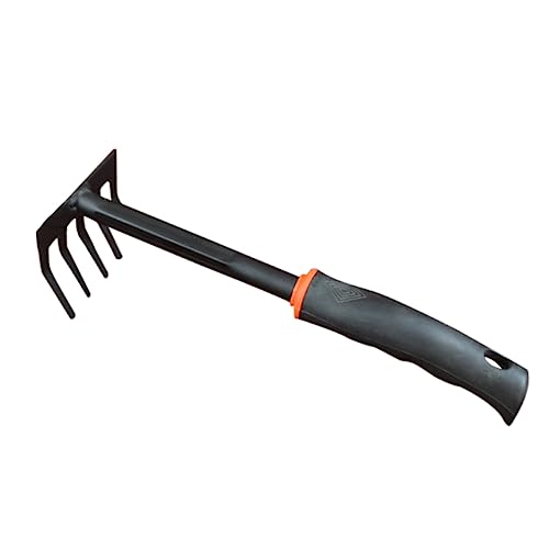 LOORGVEL Rastrillo De Jardín De Acero con Mango Corto Mini Rastrillo De Mano para Césped Pequeño para Limpieza