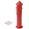 CaliDecor Fire Hydrant for Dogs to Pee On, 24" Metal Dog Fake Fire Hydrant Pee Post Red for Outdoor Training, Pee Pole with Ground Stakes, Fillable Base for Yard, Garden, Patio