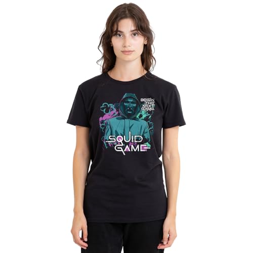 T-shirt Squid Game Front Man noir femme coupe ajustée anti-déformation