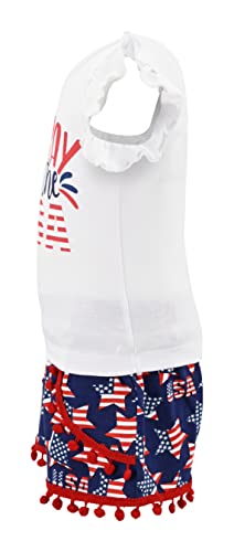 Image of Unique Baby Girls Toddler Big Kid Sleeveless Tank with Pom Pom 2pc Shorts Set Outfit