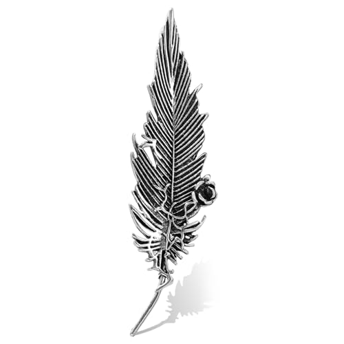 Image of Plated Classic Rose Flower Feather Brooches and Pins for Women Men Fashion Jewelry Delicate Leaf Lapel Dress Accessories Boutonniere Corsage Hat Bag Suit Tie Wedding small,simple