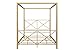 DHP Rosedale Metal Canopy Bed Frame with Four Poster Design and Geometric Accented Headboard and Footboard, Underbed Storage Space, Queen, Gold