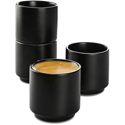 Cosumy Stackable Black Ceramic Espresso Cups Cover