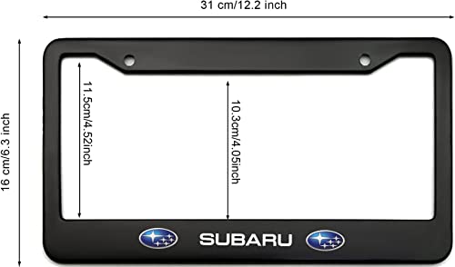 Black License Plate Frames For Subaru, 2Pcs Car License Plate Bracket Holder, Premium Aluminum Alloy Weather Proof License Plate Covers With Screw Caps Cover Set Car Accessories #TOP1