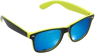Two Tone Sunglasses With Blue Mirror Mirrored Lens Classic Retro Festival Eyewear UV400 Protection