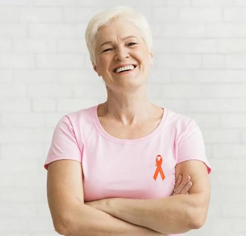 Image of Orange Ribbon Satin Pins Awareness Pins, 100 Pcs Leukemia Awareness Kidney Cancer Satin Badges Multiple Sclerosis Gun Violence Awareness Brooches with Safety Pin for Charity Event
