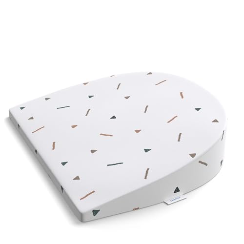 Image of Cherilo Foam C Shaped Elevated Wedge Pillow for Baby Crib&Mattress,Elevate Baby to Prevent Acid Reflux,Colic,Gerd,Heat Burn&Vomiting,15 inchX12 inchX3 inch - with Removable Cover - Triangle Design - White