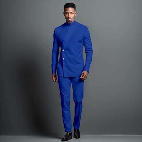 Men's 2 Piece Slim Fit Suit Set Two Buttons Blazer Jacket Pants Set Solid Outfits African Clothes2