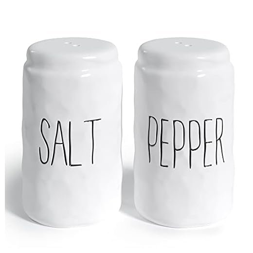 Barnyard Designs Farmhouse Salt and Pepper Shakers Set, Ceramic Salt and Pepper Shakers Unique, Vintage Salt and Pepper Shakers, Cute Salt Shakers for Kitchen, Salt and Pepper Set, White