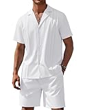 COOFANDY 2 Piece Set for Men Beach Shirts Short Sleeve Button Down Casual Outfits