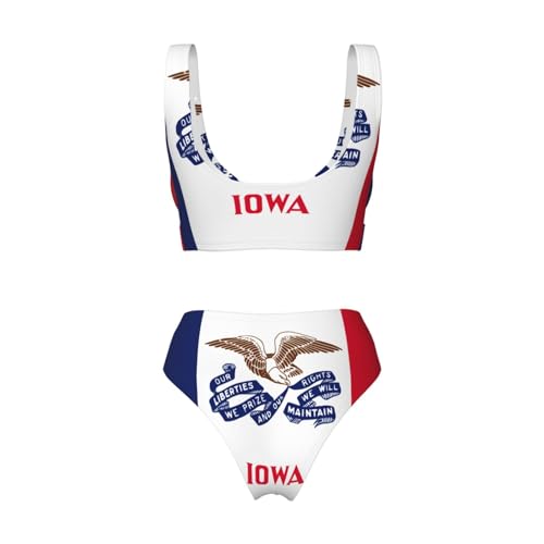 Maillot de bain imprimé drapeau Iowa Cupshe M noir pour vacances d'été