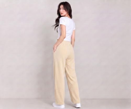 Image of Samfor Woman's Loose Fit Track Pants - Polycotton Joggers with Elastic Waistband & Side Pockets, Lower Comfortable for Gym, Running & Casual Wear