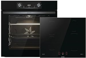 Gorenje Black Induction Set 2, Kombination aus autarkem Kochfeld GI6401BSC und Einbau-Backofen BOS6737E06BG, 77L, Made in Europe, ExtraSteam, AirFry, PizzaMode 300°C, PerfectGrill, schwarz