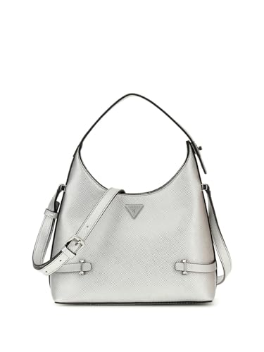 Image of Guess Silver Solid Rosalba Small Hobo Bag