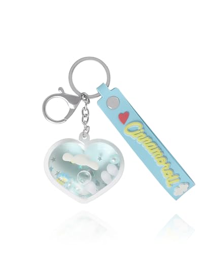 SALLY ROSE Cinnamoroll Acrylic Liquid Heart Keychain Official License Cute Bag Charm and Purse Charm Kawaii Key Chain