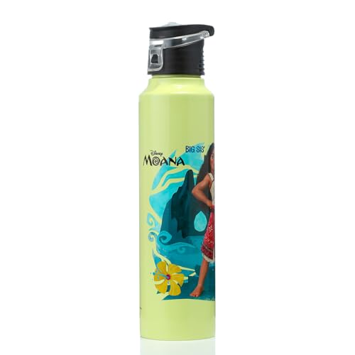 Image of Gluman Steel Water Bottle for Kids | Disney Unica 1000 ml Single Walled Water Bottle | School Water Bottle for Girls | Leak Proof| Wide Mouth Water Bottle | Leakproof (Moana)