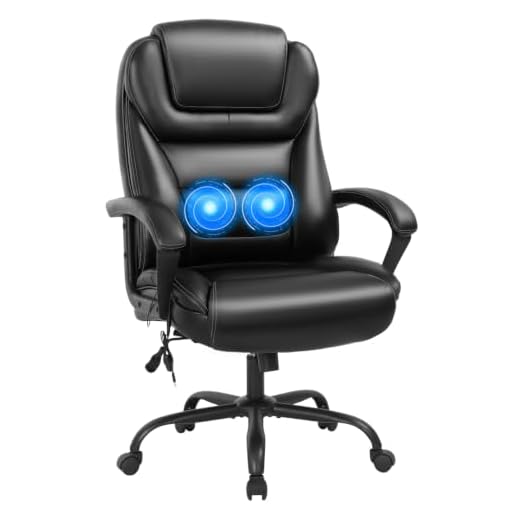 Big and Tall Office Chair 500lbs Wide Seat Ergonomic Desk Chair with Lumbar Support Arms High Back PU Leather Executive Task Computer Chair for Heavy People Women,Black