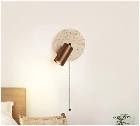 Rotatable Travertine Stone Wall Lamp with Switch - Stylish Bedside Reading Light for Master Bedroom, Perfect for Home Décor and Ambient Lighting