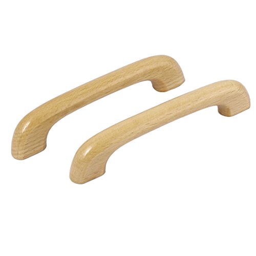 Tirador de madera para cajones y armarios, manijas beige con tornillos de 96mm, 5uds 4
