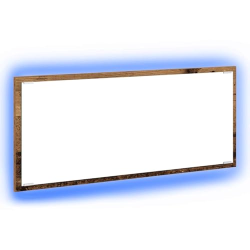 vidaXL Espejo LED de baño, de Madera Antigua, montado en la Pared. Mide 180 x 80 cm y Tiene un diseño rústico con iluminación integrada. Ideal para Unidades de Almacenamiento y tocadores Modernos, c